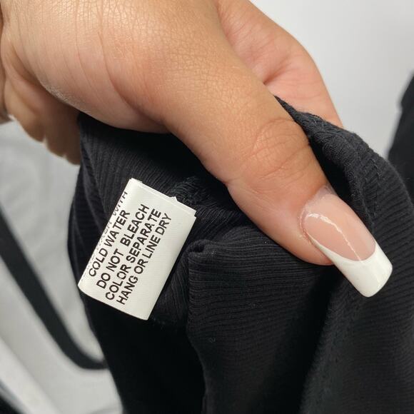 Wild Honey Black Bows Front Cut Outs Ribbed Mini Dress Little Black Dress Size L - Picture 6 of 11